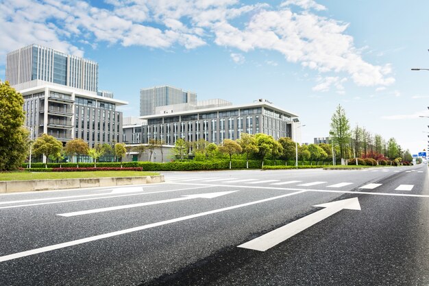 Road with buildings background