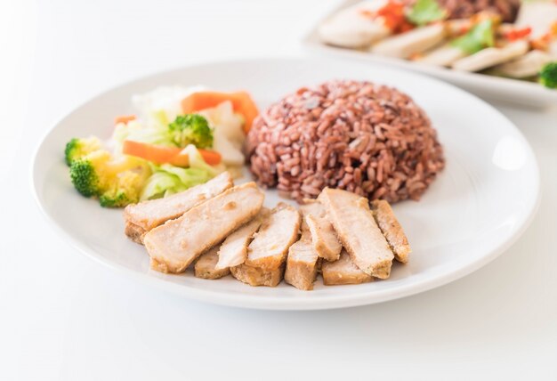 roast pork with berry rice