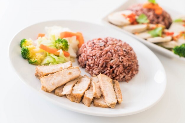 roast pork with berry rice