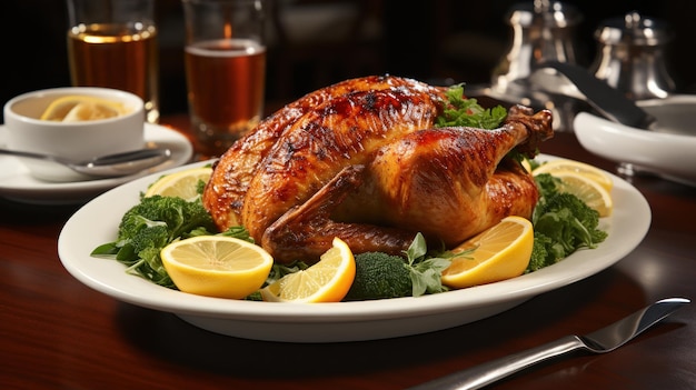 Free photo roast turkey displayed on a dinner plate