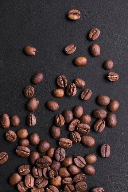 Roasted beans of tasteful coffee arrangement