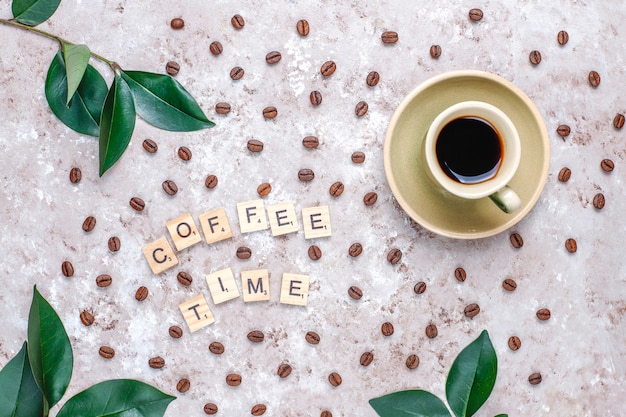 Roasted coffee beans and coffee bean shaped cookies