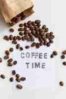 Free photo roasted coffee beans in paper bag