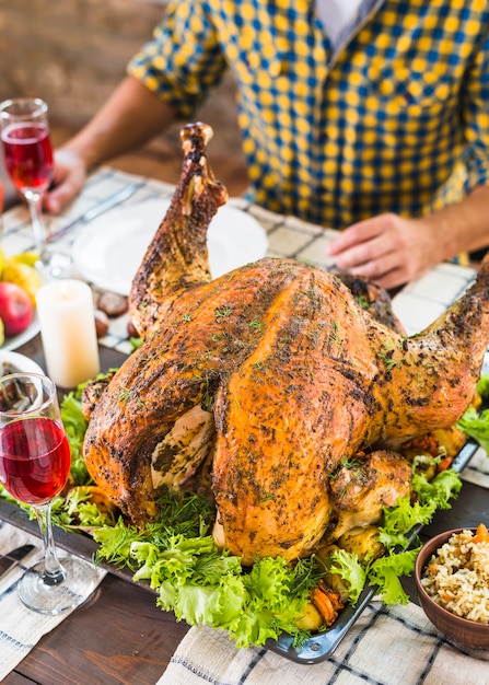 Roasted ham at table 