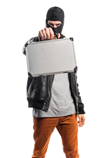 Robber holding a briefcase