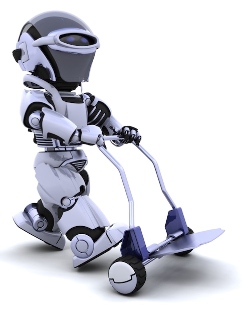 Robot carrying a wheelbarrow