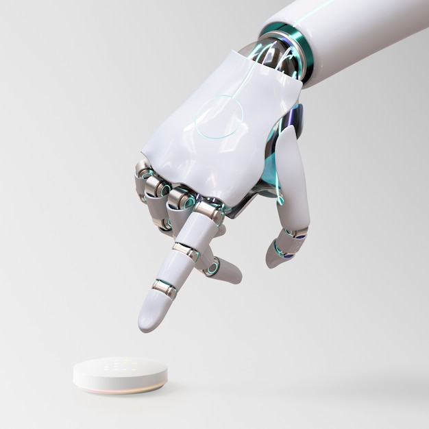 Указание пальцем руки робота, технология искусственного интеллекта