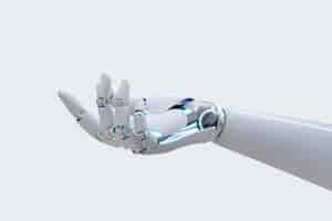 Foto gratuita sfondo della vista laterale della mano del robot, che presenta il gesto tecnologico