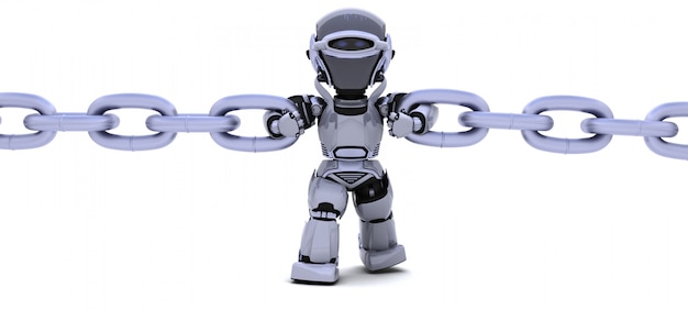 Free photo robot holding a chain