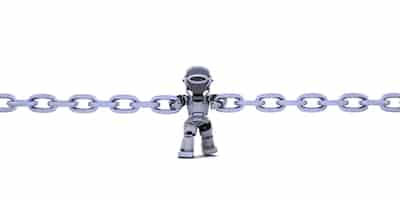 Free photo robot holding chain