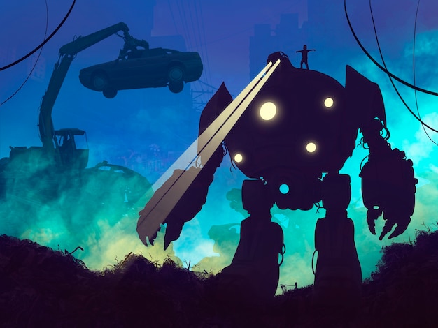 Robot and human silhouettes