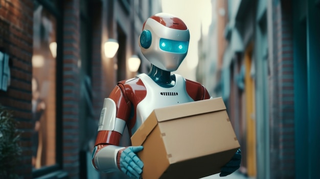 Free photo robot performing delivery job instead of humans