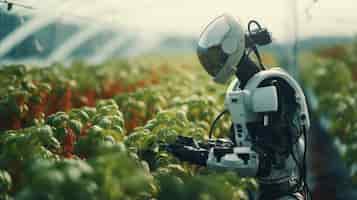 Бесплатное фото Робот, выполняющий человеческую работу