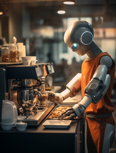 Un robot che svolge un normale lavoro umano