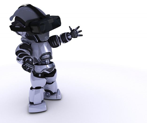 Free photo robot playing in virtual reality