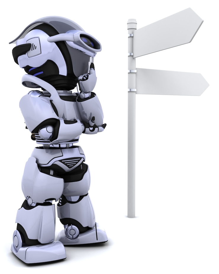 Free Photo robot at a signpost