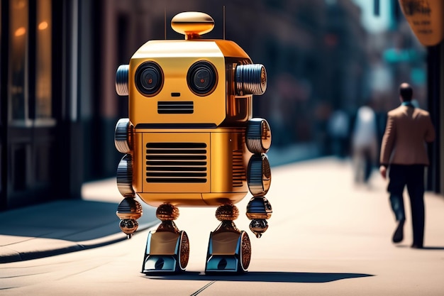 免费的照片一个机器人在街上与一脸