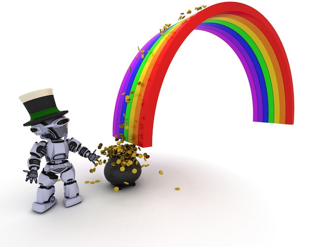 Robot taking money from the rainbow