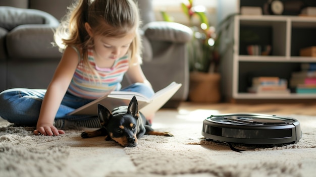 Free photo robot vacuum cleaning floor