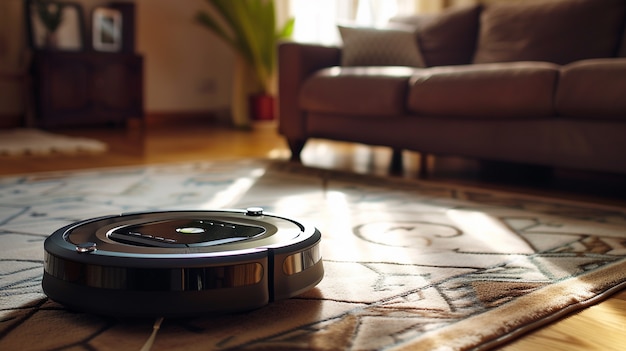 Free photo robot vacuum cleaning floor