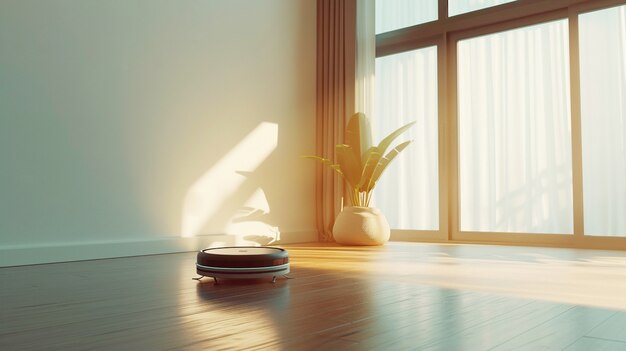 Robot vacuum cleaning floor