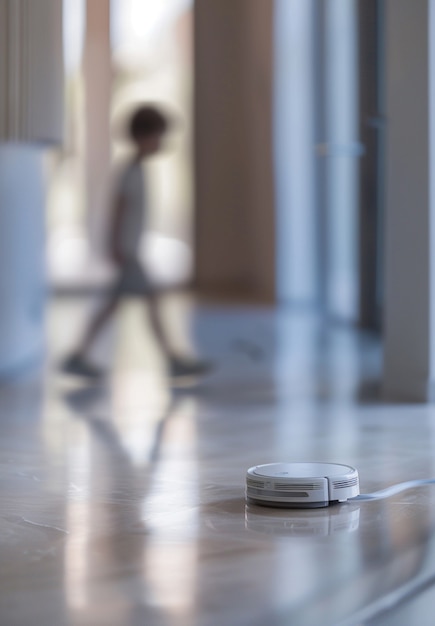 Free photo robot vacuum cleaning floor