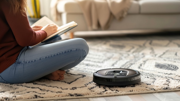 Free photo robot vacuum cleaning floor