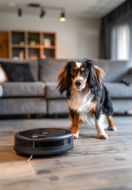 Robot vacuum cleaning floor