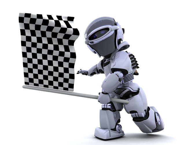 Robot waving racing flag