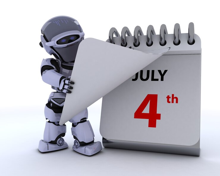 Free Photo robot with a calender