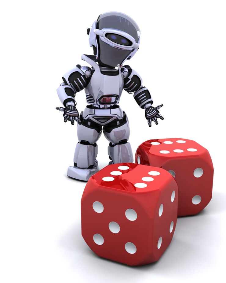 Free Photo robot with casino dice