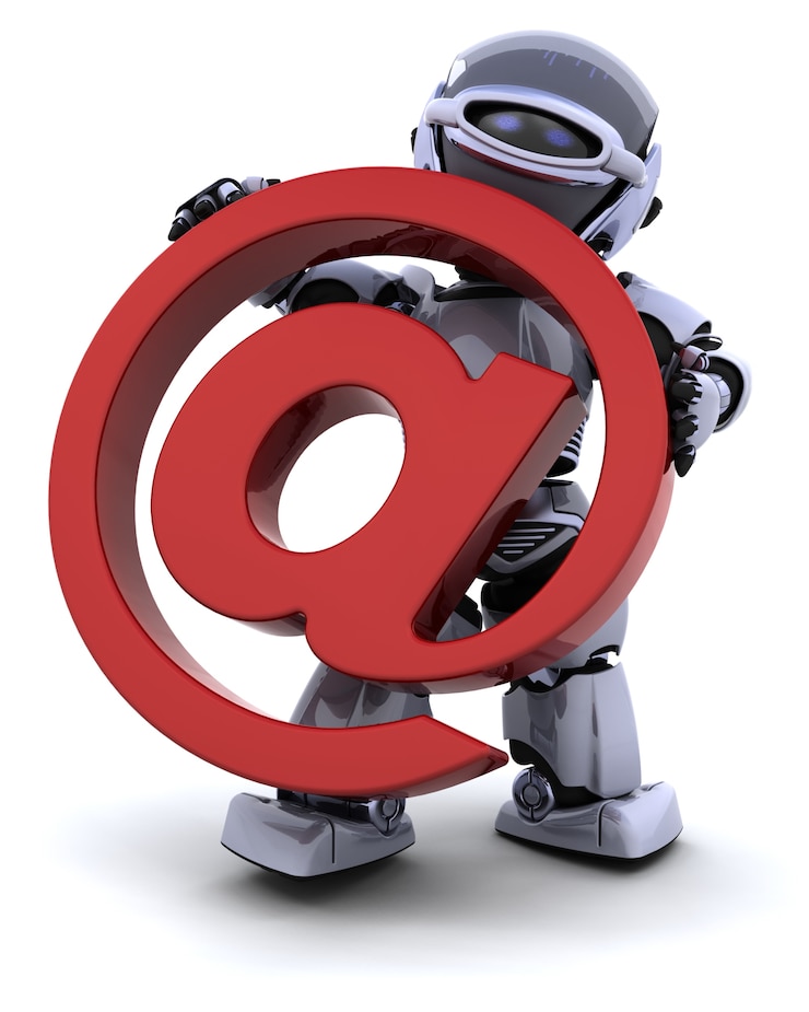 Free Photo robot with a mail symbol