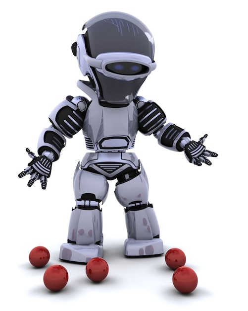 Free photo robot with red balls