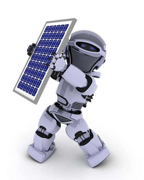 Robot with solar panel