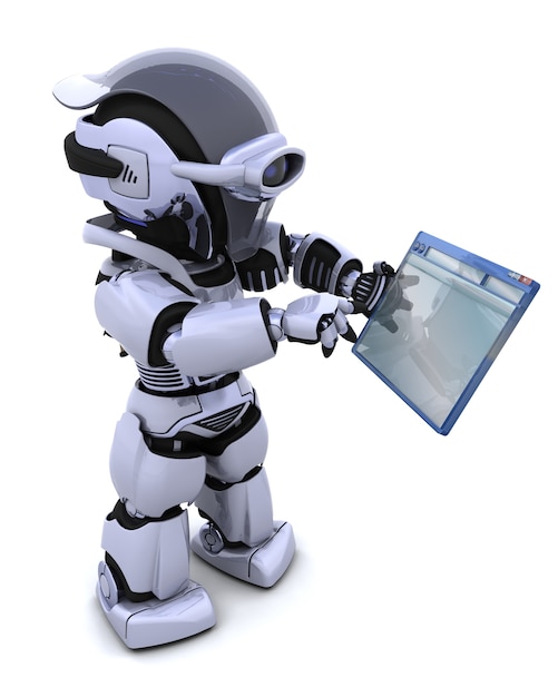 Robot with a tablet