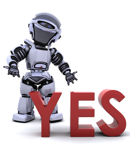 Free photo robot with a yes sign