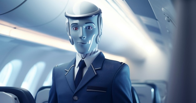 Free photo robot working as a flight attendant instead of humans