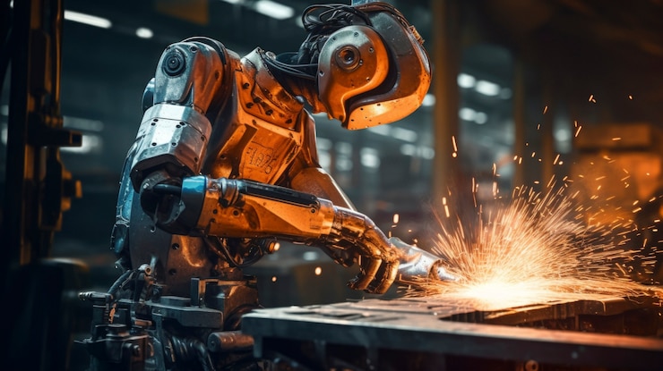 Free Photo robot working as a welder instead of humans