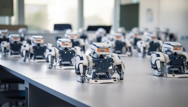 Free Photo robotic arm in futuristic factory controls production line generated by ai