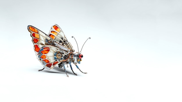 Бесплатное фото Роботизированное насекомое в студии с копировальным пространством