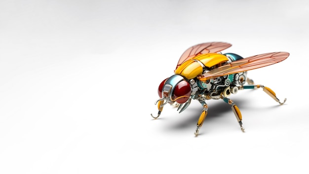 Free photo robotic insect in studio with copy space