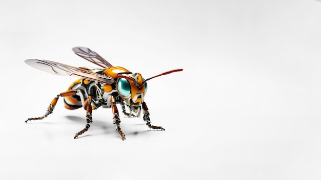 Free photo robotic insect in studio with copy space