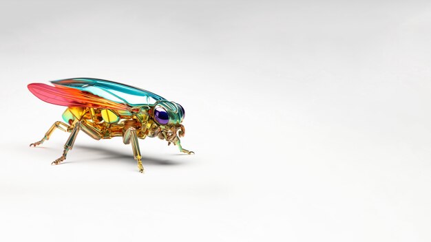 Robotic insect in studio with copy space