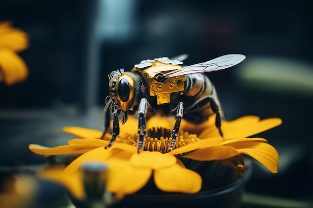 花を持つロボット昆虫