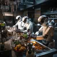 Foto gratuita robot che cucinano in cucina