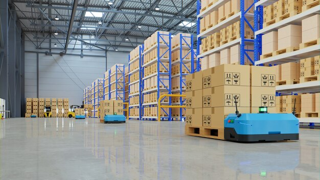 Robots Efficiently Sorting Hundreds Of Parcels Per Hour. 3d Rendering