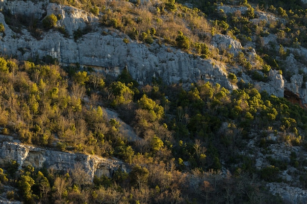 Rock formations in the mountains in Istria, Croatia in autumn