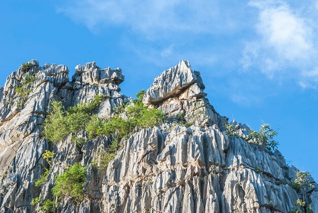 Rock moutain with blue sky in Nakhonsawan province, Thailand