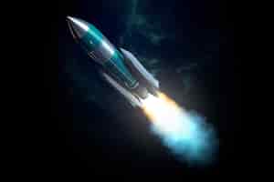 Free photo rocket flying through space
