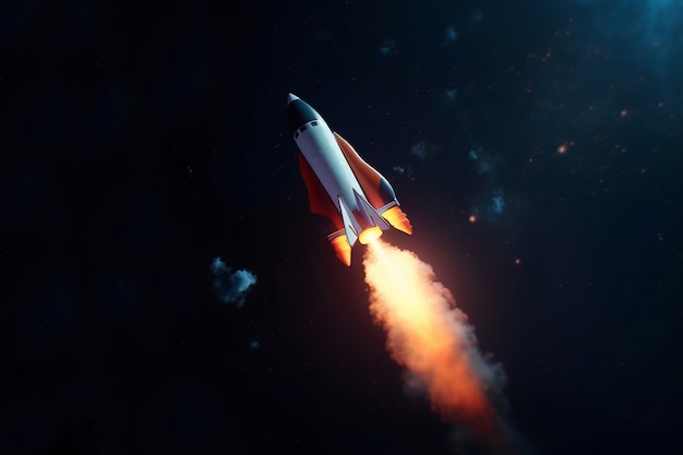 Free photo rocket flying through space